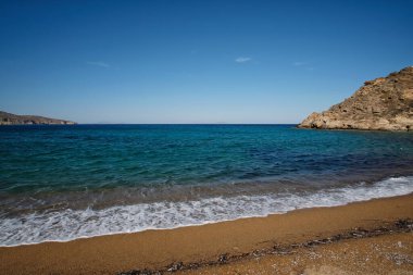 The amazing sandy and turquoise beach of Kalamos in Ios Cyclades Greece