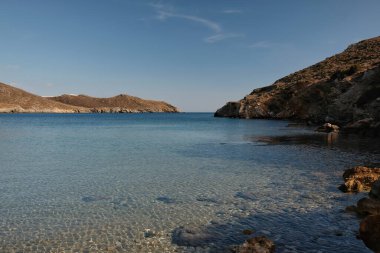 View of the beautiful turquoise beach of Tzamaria in Ios Greece