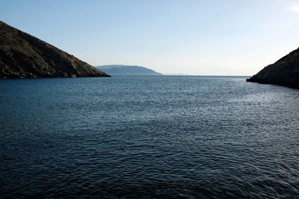 Panoramisch Uitzicht Het Prachtige Strand Van Lorentzena Ios Griekenland — Stockfoto