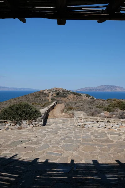 Ios Grecia Mayo 2021 Vista Del Camino Que Conduce Tumba —  Fotos de Stock