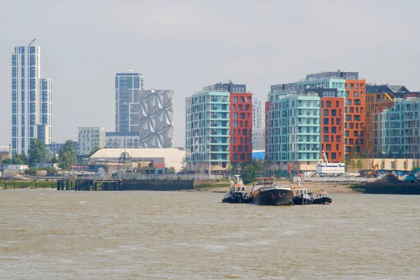 Greenwich Storbritannien Maj 2018 Utsikt Över Floden Themsen Och Färgglada — Stockfoto