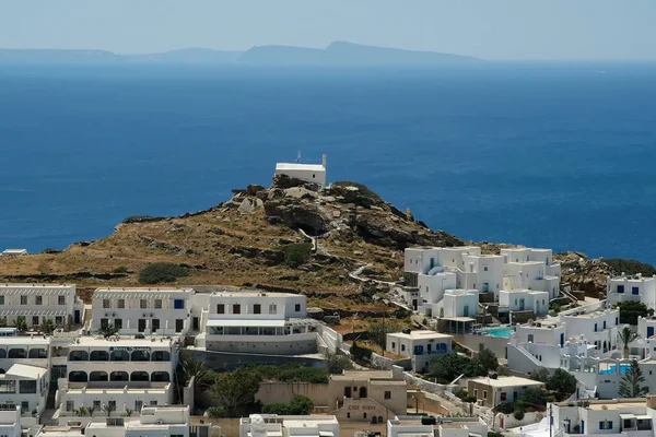 Ios Grekland Maj 2021 Panoramautsikt Över Egeiska Havet Från Taket — Stockfoto