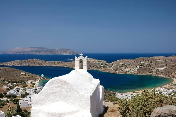 Vista Panorámica Del Hermoso Puerto Pintoresco Ios Grecia Isla Sikinos — Foto de Stock