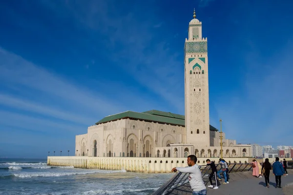 Casablanca Marrocos Março 2020 Bela Mesquita Hassan Lado Mar Casablanca — Fotografia de Stock
