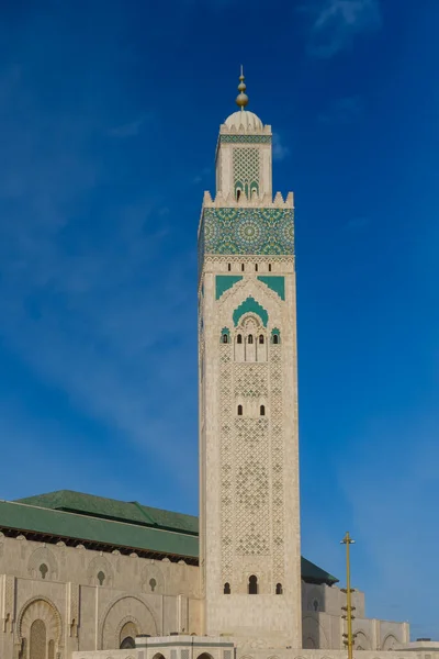 Hasan Adlı Güzel Cami Casablanca Fas Mavi Bir Gökyüzü — Stok fotoğraf