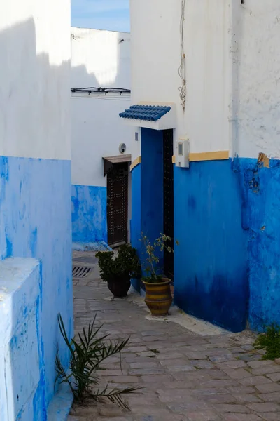 Rabat Marokko Maart 2020 Prachtige Steegjes Tussen Traditionele Kleurrijke Woongebouwen — Stockfoto