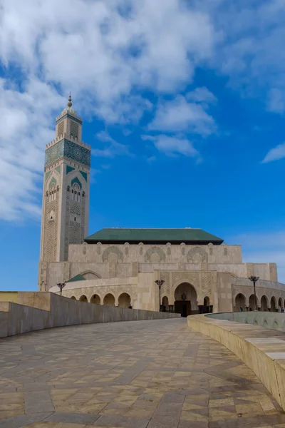 Bela Mesquita Hassan Céu Azul Casablanca Marrocos — Fotografia de Stock