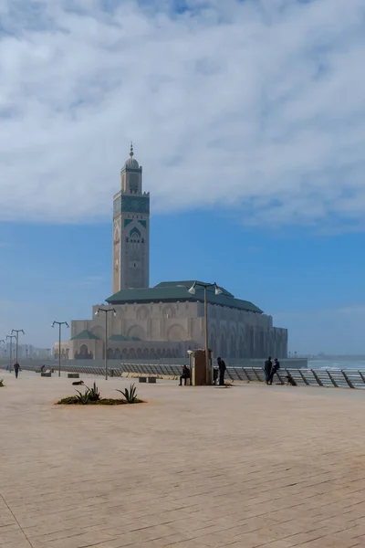 Casablanca Marrocos Março 2020 Bela Mesquita Hassan Lado Mar Casablanca — Fotografia de Stock