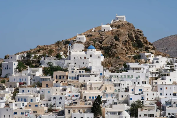 Vista Panorámica Pintoresca Encalada Isla Ios Grecia — Foto de Stock