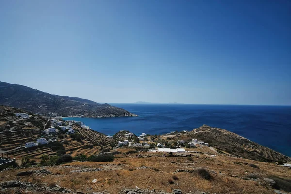 Panoramiczny Widok Krajobraz Ios Grecja Morze Egejskie — Zdjęcie stockowe