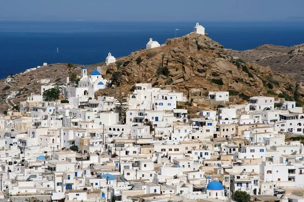 Vista Panorámica Pintoresca Encalada Isla Ios Grecia —  Fotos de Stock