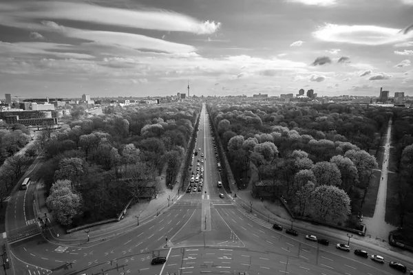Vista Panorâmica Bundesstrae Estrada Federal Que Conduz Portão Brandemburgo Berlim — Fotografia de Stock