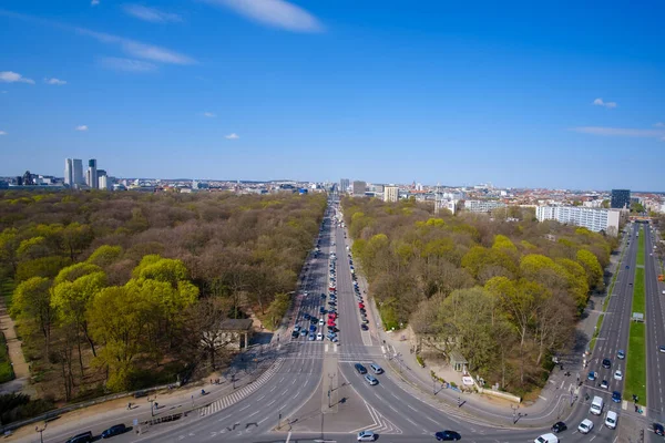 Panoramisch Uitzicht Bundesstrae Rijksweg Naar Brandenburger Tor Berlijn Duitsland — Stockfoto