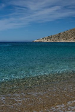 The amazing sandy and turquoise beach of Agia Theodoti in Ios Cyclades Greece
