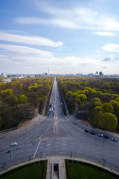 Panoramic View Bundesstrae Federal Highway Leading Brandenburg Gate Berlin Germany — Stock Photo, Image