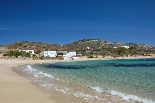 Ios Greece May 2021 Popular Beautiful Sandy Beach Manganari Ios — Stock Photo, Image