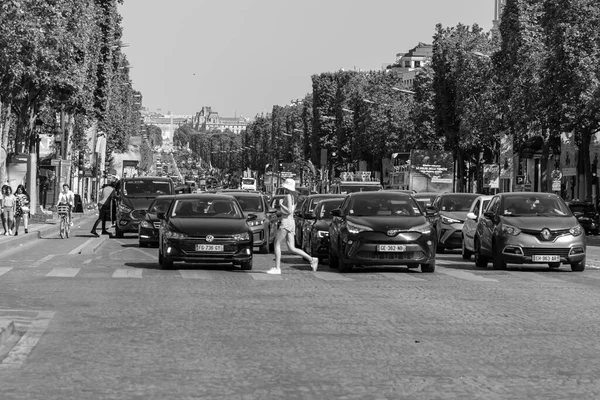 프랑스 2023년 25일 프랑스의 유명한 애비뉴 샹젤리제의 파노라마 — 스톡 사진