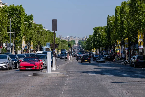 Párizs Franciaország Június 2023 Panorámás Kilátás Híres Avenue Champs Elysee — Stock Fotó