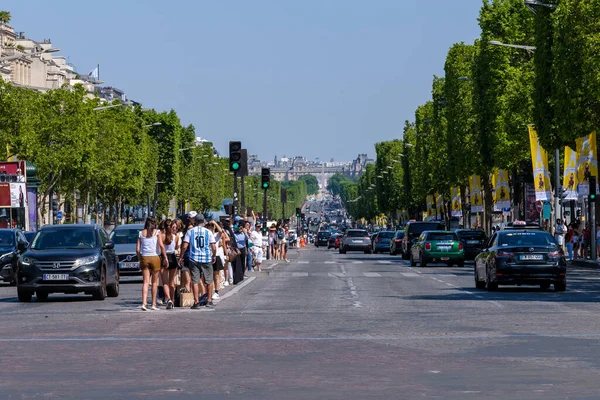 Parijs Frankrijk Juni 2023 Panoramisch Uitzicht Beroemde Avenue Champs Elysee — Stockfoto