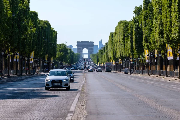 Paris Frankrike Juni 2023 Panoramautsikt Över Triumfbågen Stjärnans Triumfbåge Och — Stockfoto