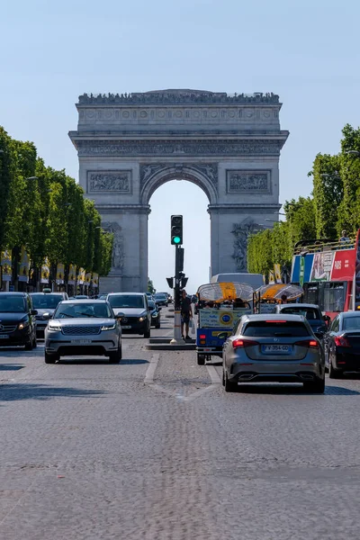 Paryż Francja Czerwca 2023 Panoramiczny Widok Łuk Triumfalny Łuk Triumfalny — Zdjęcie stockowe