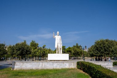 Selanik, Yunanistan - 22 Eylül 2023: Selanik 'teki Yunan devlet adamı Eleftherios Venizelos' un heykeli