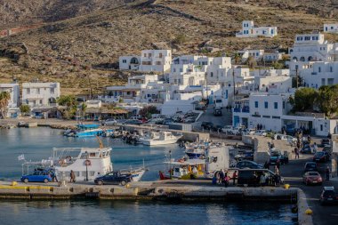 Folegandros, Greece - May 1, 2024 : View of the port of the picturesque island of Folegandros in Greece clipart