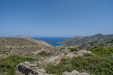 Yunanistan 'daki güzel Agia Theodoti plajının muhteşem panoramik manzarası