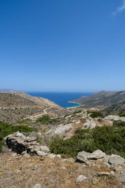 Yunanistan 'daki güzel Agia Theodoti plajının muhteşem panoramik manzarası