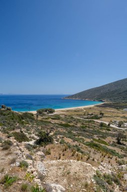Resimli ve popüler Yunanistan adasının panoramik manzarası