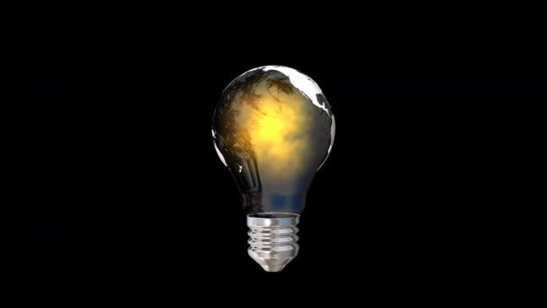 Lightbulb Earth Full Rotation Alpha Channel Render — Stock Video