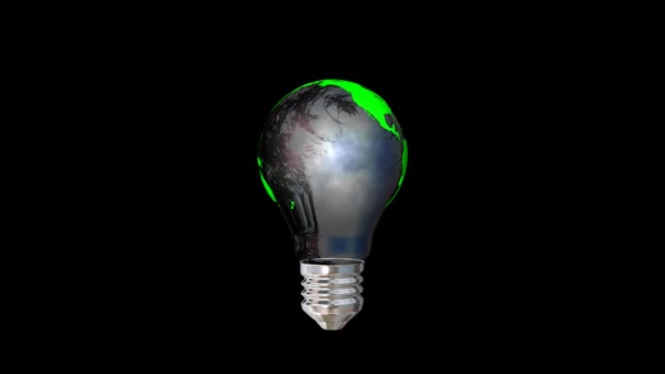 Glühbirne Für Erneuerbare Energien Mit Grüner Erde Voller Rotation Alpha — Stockvideo