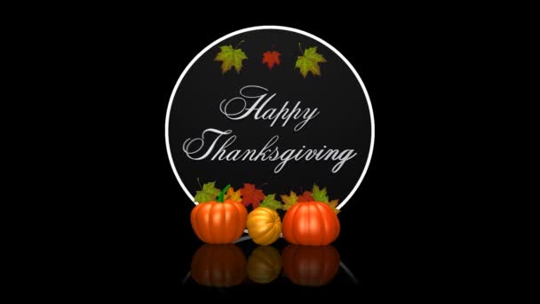 Glad Thanksgiving Med Pumpor Och Spegel Kaotisk Rörelse Alpha Channel — Stockvideo