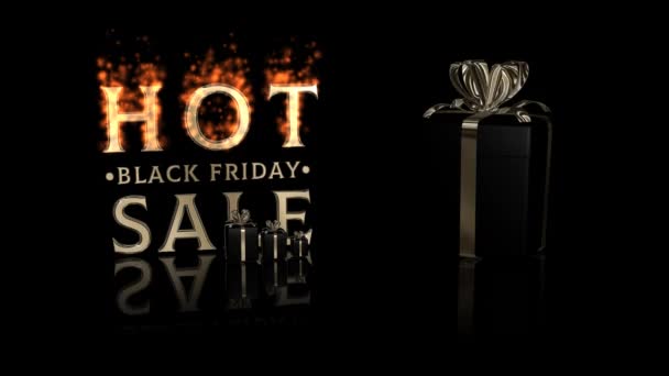 Text Black Friday Hot Sale Mit Geschenk Voller Rotation Alpha — Stockvideo