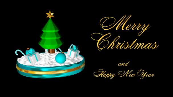 Вращающаяся Рождественская Сцена Мбаппе Синими Шарами Подарками Тросточками Кэнди Мбаппе — стоковое видео