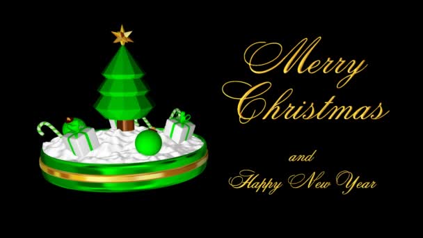 Вращающаяся Рождественская Сцена Мбаппе Зелеными Шарами Подарками Тросточками Кэнди Мбаппе — стоковое видео