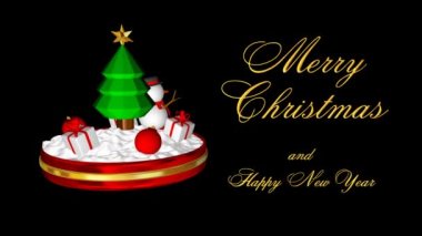 Kardan Adam, Metin, Kırmızı Toplar ve Hediyeler ile Dönen Noel Sahnesi, Alfa Kanalı. 3B Hazırlama