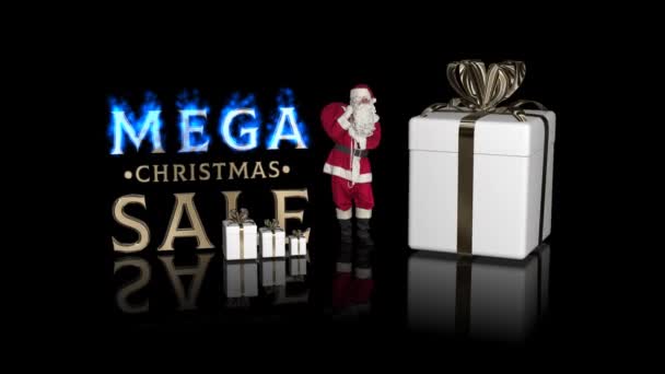 Noel Baba Alfa Kanalı Ndaki Hediyelerle Birlikte Mega Christmas Sale — Stok video