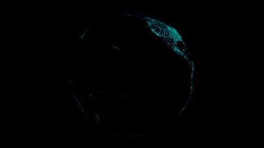 Dünya 'nın sağdan sola dönmesi. Milyonlarca şehir ışığı, Alfa Kanalı. 3B Hazırlama