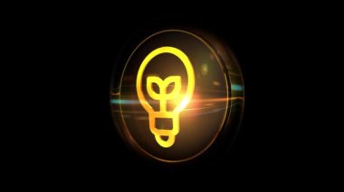 Enerji Tasarruf Ampulü - Yenilenebilir Enerji Simgesi Cam Ampullü, Alpha Channel
