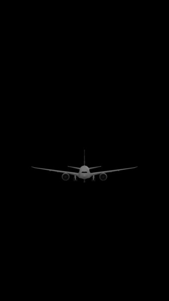 Dikey Görüntü Kamera Sallama Efektiyle Gökyüzünde Uçak Yaklaşımı Alfa Kanalı — Stok video
