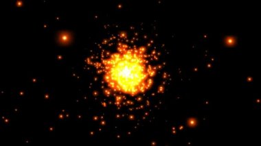 Portakal Parçacıklarıyla Karanlık Arkaplan. 3B Hazırlama