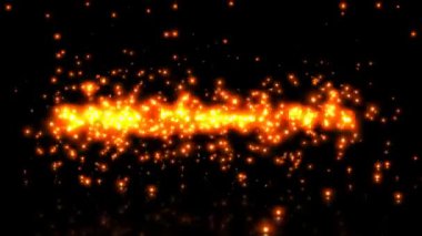 Ayna ve Turuncu Parçacıklarla Karanlık Arkaplan. 3B Hazırlama