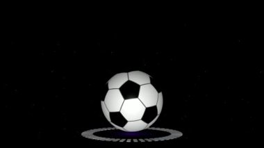 Ekranın ortasında bir futbol topu olan karanlık bir arkaplan. 3B Hazırlama