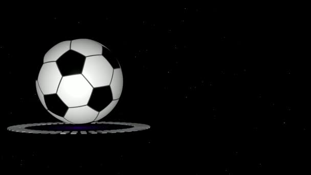 黑暗背景 在屏幕左边有一个足球 3D渲染 — 图库视频影像