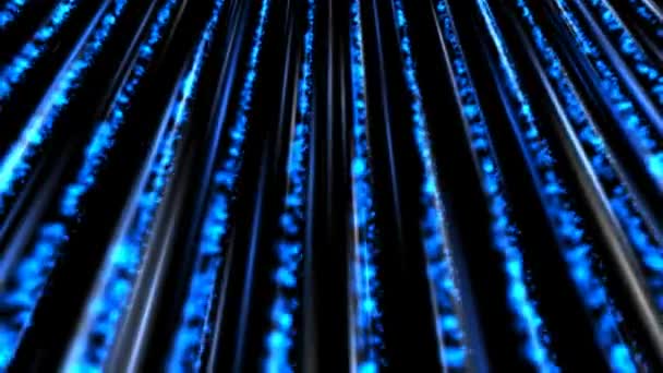 垂直線と青い粒子の背景 3Dレンダリング — ストック動画