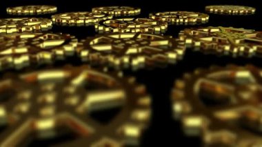 Arka planda dönen dişliler ve alt kısımda bulanık etki. 3B Hazırlama