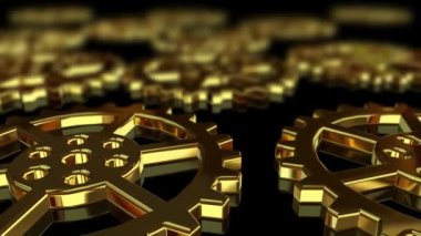 Arka planda dönen dişliler ve üst kısımda bulanık etki. 3B Hazırlama