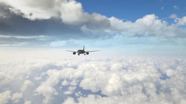 Bulutlarda Kameranın Altında Uçan Uçak Hazırlama — Stok video