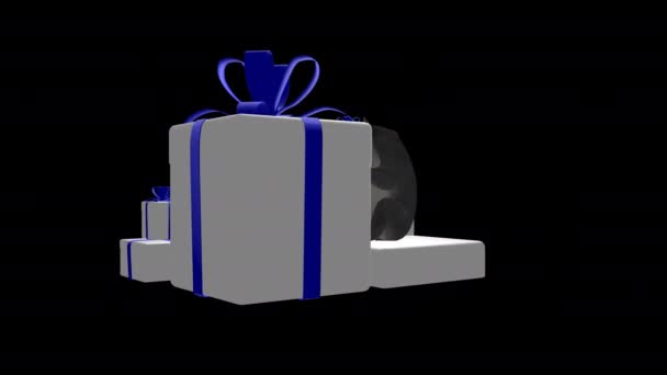 コアラは完全な回転で贈り物を持つアルファチャンネル 3Dレンダリング — ストック動画